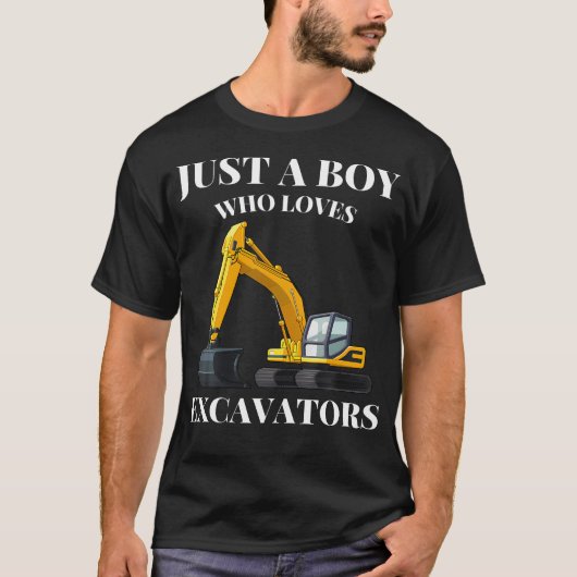 Just A Boy Who Loves Excavators Construction Vehic T-Shirt (Vorderseite)