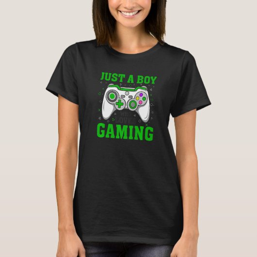 JUST A BOY WHO LOVES GAMING Video Game Player Gra T-Shirt (Vorderseite)