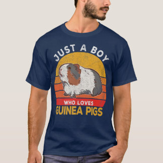 Just A Boy Who Loves Guinea Pigs Lover Wheek Retro T-Shirt