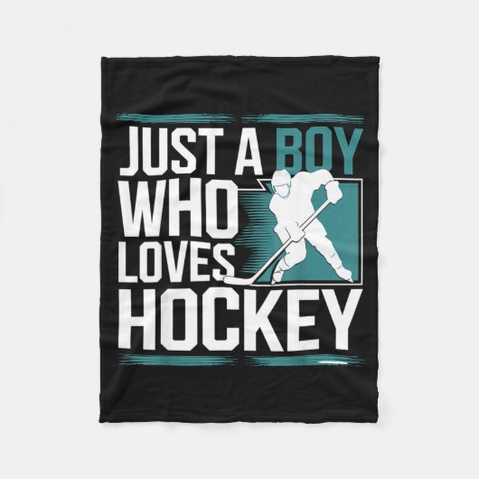 Just A Boy Who Loves Hockey  Fleecedecke (Vorderseite)