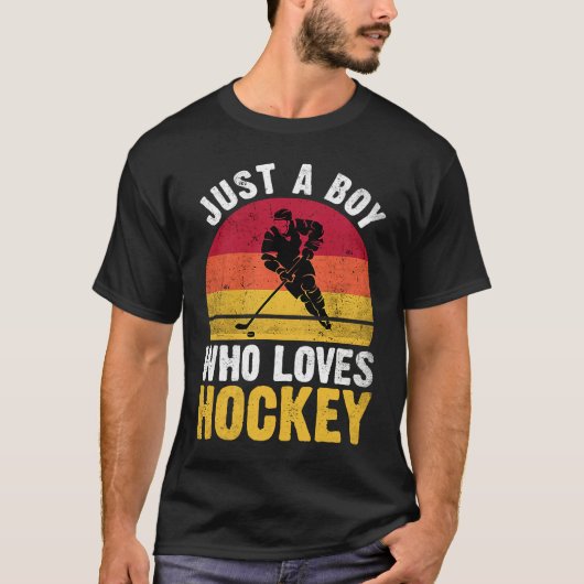 Just A Boy Who Loves Hockey Funny Ice Hockey Frisb T-Shirt (Vorderseite)