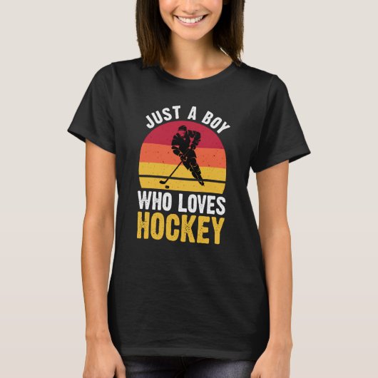 Just A Boy Who Loves Hockey Ice Hockey Frisbee T-Shirt (Vorderseite)