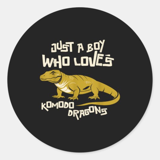 Just A Boy Who Loves Komodo Dragons Reptile Animal Runder Aufkleber (Vorderseite)