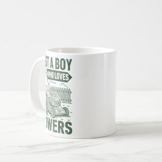 Just A Boy Who Loves Lawn Mowers Lawn Garden  Kaffeetasse (Vorderseite Links)