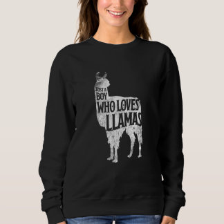 Just A Boy Who Loves Llamas Llama Boys Girls Costu Sweatshirt