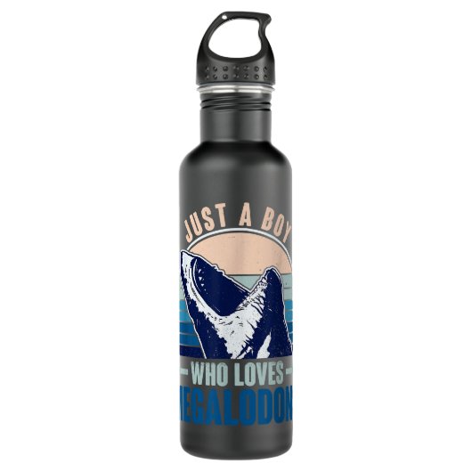 Just A Boy Who Loves Megalodons - Megalodon Shark Edelstahlflasche (Vorderseite)
