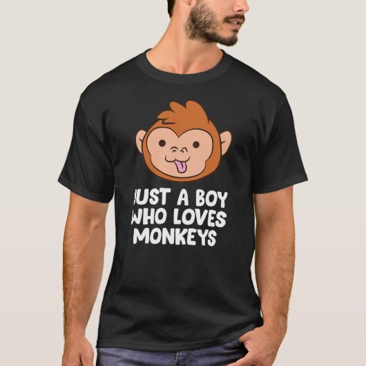 Just a Boy Who Loves Monkeys Cute Monkey T-Shirt (Vorderseite)