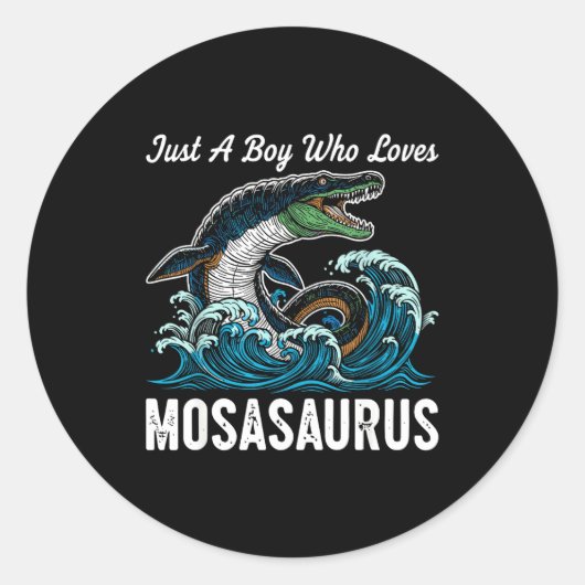 Just A Boy Who Loves Mosasaurus  Runder Aufkleber (Vorderseite)