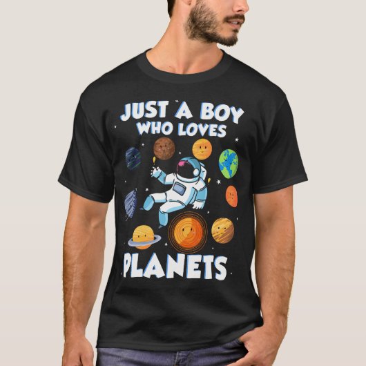 Just A Boy Who Loves Planets Astrology Science Sol T-Shirt (Vorderseite)