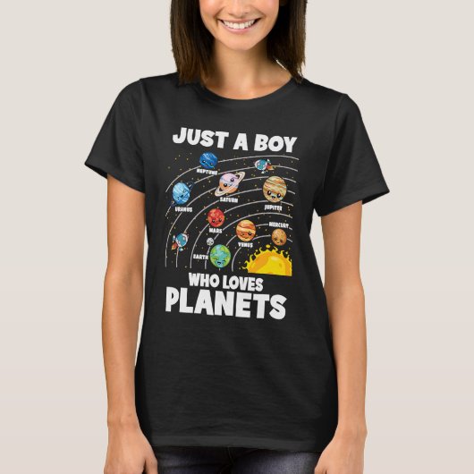 Just A Boy Who Loves Planets Solar System Astrolog T-Shirt (Vorderseite)