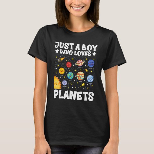 Just A Boy Who Loves Planets Solar System Space Sc T-Shirt (Vorderseite)