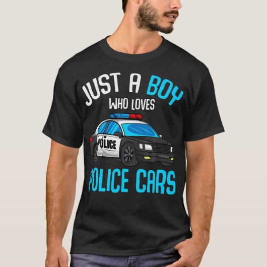Just A Boy Who Loves Police Cars Officer Policeman T-Shirt (Vorderseite)