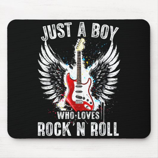 Just A Boy Who Loves Rock And Roll Rock Band Guita Mousepad (Vorne)