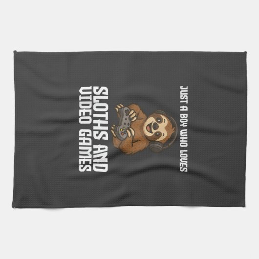 Just A Boy Who Loves Sloths and Video Games Gamer  Geschirrtuch (Horizontal)