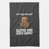 Just A Boy Who Loves Sloths and Video Games Gamer  Geschirrtuch (Vertikal)