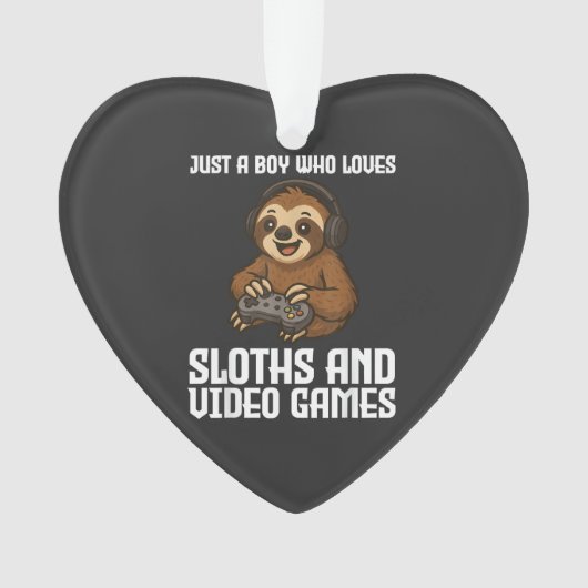 Just A Boy Who Loves Sloths and Video Games Gamer  Ornament (Vorderseite)