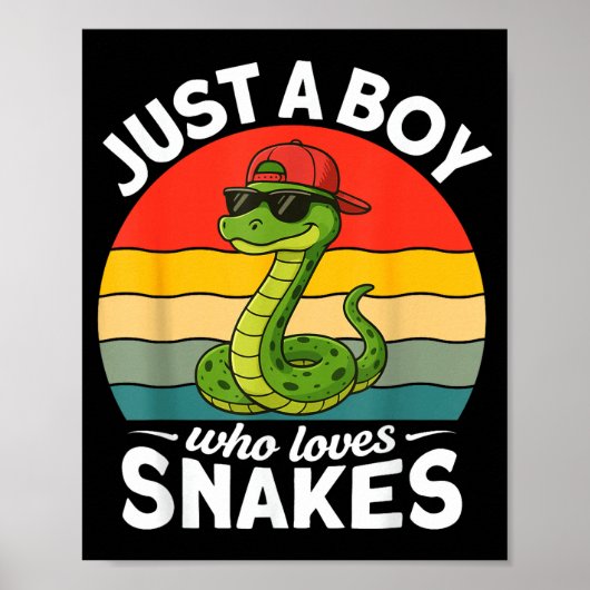 Just A Boy Who Loves Snakes Funny Snake Reptile Ki Poster (Vorne)