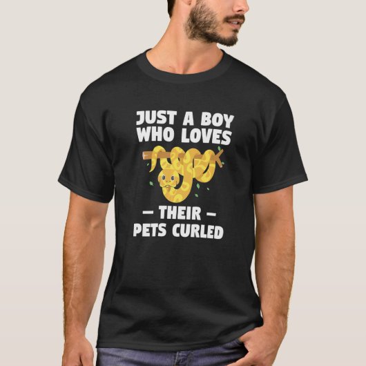 Just A Boy Who Loves Their Pets Curled Ball Python T-Shirt (Vorderseite)