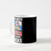 Just A Boy Who Loves Trucks Funny Semi Truck Lover Kaffeetasse (Vorderseite Links)