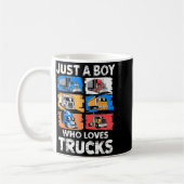 Just A Boy Who Loves Trucks Funny Semi Truck Lover Kaffeetasse (Links)