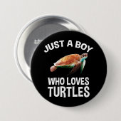 Just A Boy Who Loves Turtles Button (Vorne & Hinten)
