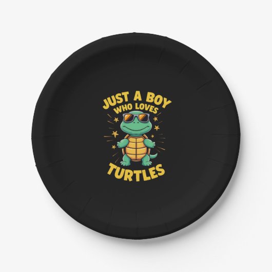 Just a boy who loves turtles Children boy (1) Pappteller (Vorderseite)