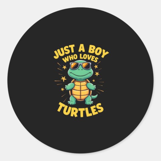 Just a boy who loves turtles Children boy (1) Runder Aufkleber (Vorderseite)