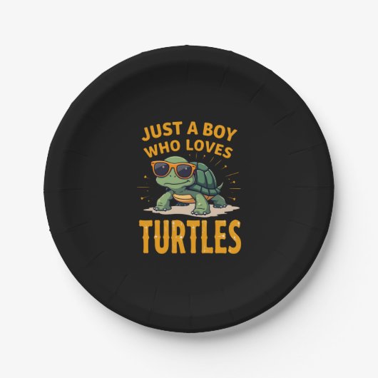 Just a boy who loves turtles Children boy (2) Pappteller (Vorderseite)