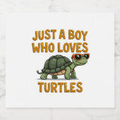 Just a boy who loves turtles Children boy (2) Schaumweinetikett (Einzelnes Label)