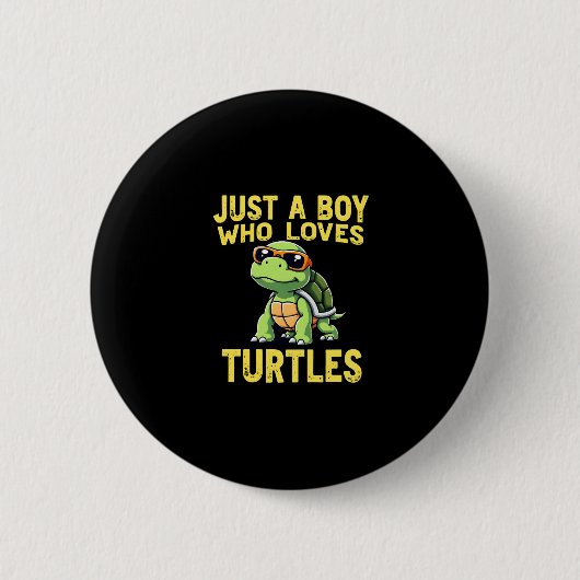 Just a boy who loves turtles Children boy (3) Button (Vorderseite)