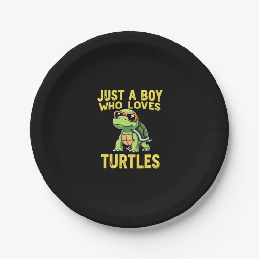 Just a boy who loves turtles Children boy (3) Pappteller (Vorderseite)