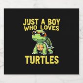 Just a boy who loves turtles Children boy (3) Schaumweinetikett (Einzelnes Label)