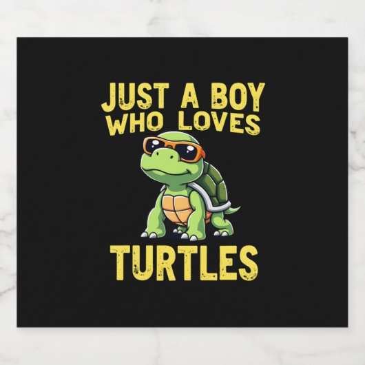 Just a boy who loves turtles Children boy (3) Schaumweinetikett (Einzelnes Label)