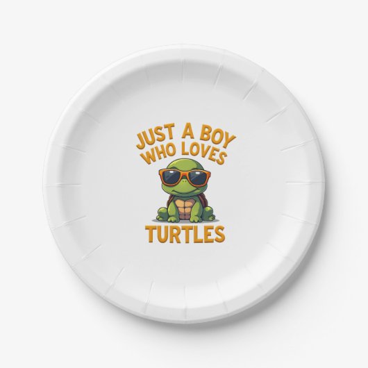 Just a boy who loves turtles Children boy Pappteller (Vorderseite)