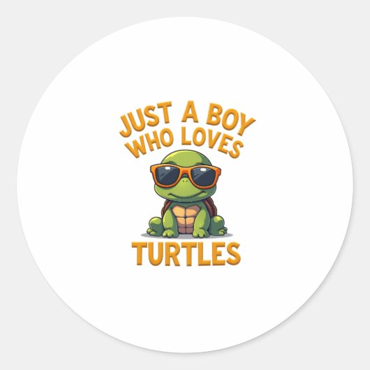 Just a boy who loves turtles Children boy Runder Aufkleber (Vorderseite)