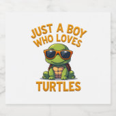 Just a boy who loves turtles Children boy Schaumweinetikett (Einzelnes Label)