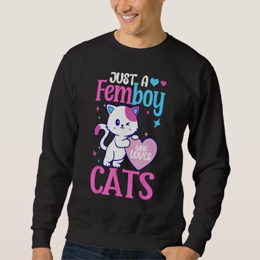 Just A Femboy Who Loves Cats Crossdressing Sweatshirt (Vorderseite)