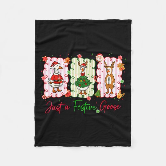 Just A Festive Goose Christmas Holiday Funny Silly Fleecedecke (Vorderseite)