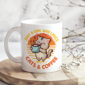"Just a Girl that Cats and Coffee" Retro Kaffeetasse