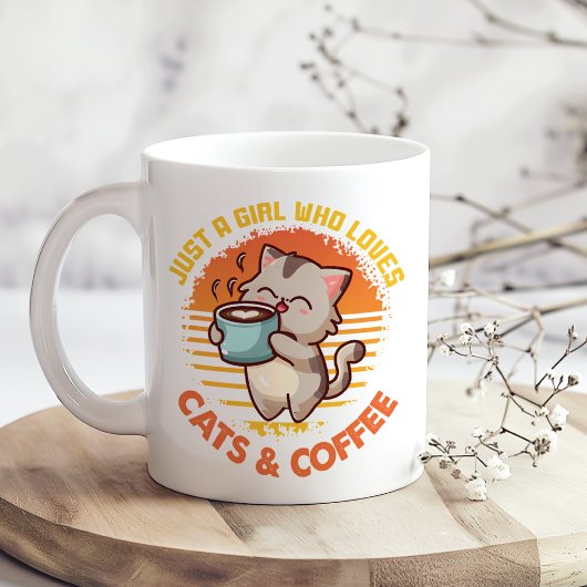 "Just a Girl that Cats and Coffee" Retro Kaffeetasse