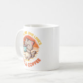 "Just a Girl that Cats and Coffee" Retro Kaffeetasse (Vorderseite Links)