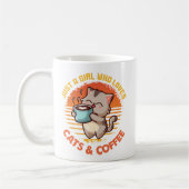 "Just a Girl that Cats and Coffee" Retro Kaffeetasse (Links)