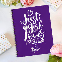 Just A Girl Triathlon Liebe Spaß Lila White Script