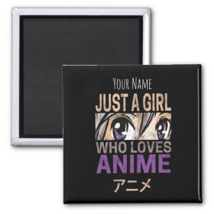 Just a Girl Who Lieben Anime Vintag Manga Kawaii Magnet