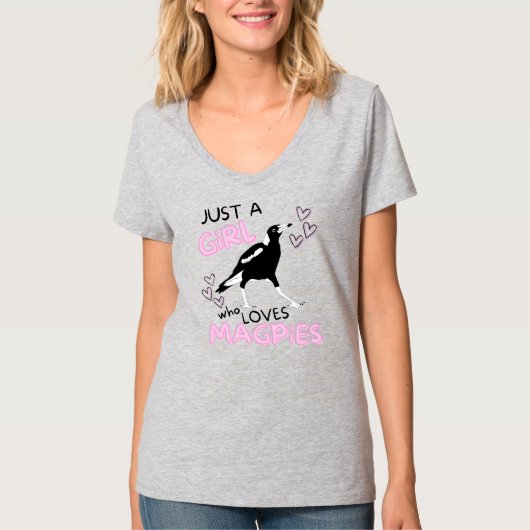 Just A Girl Who Lieben Australian Magpies Niedlich T-Shirt (Vorderseite)