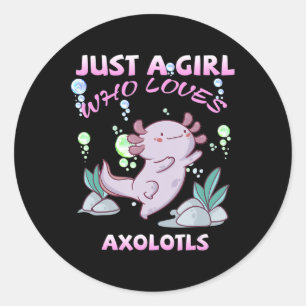 Just A Girl Who Lieben Axolotls Anime Kawaii Gift  Runder Aufkleber