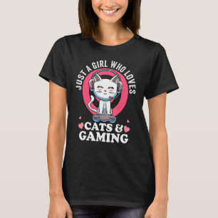 Just a Girl Who Lieben Cats & Gaming Niedlich Cat  T-Shirt