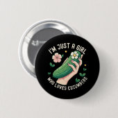 Just a Girl Who Lieben Cucumbers - Funny Vegetaria Button (Vorne & Hinten)