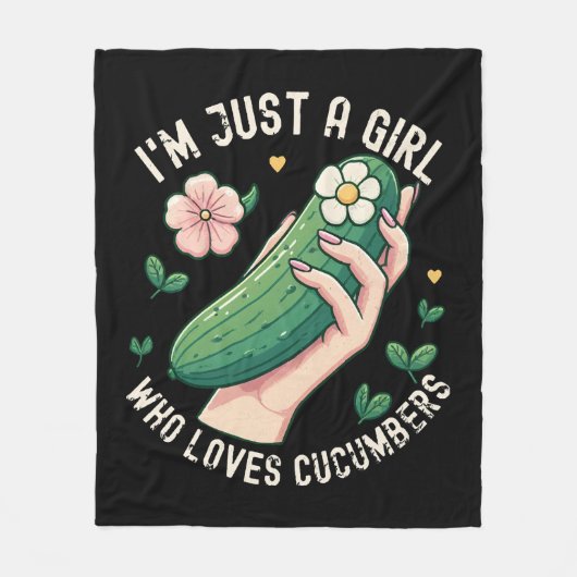 Just a Girl Who Lieben Cucumbers - Funny Vegetaria Fleecedecke (Vorderseite)