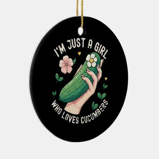 Just a Girl Who Lieben Cucumbers - Funny Vegetaria Keramik Ornament (Rechts)